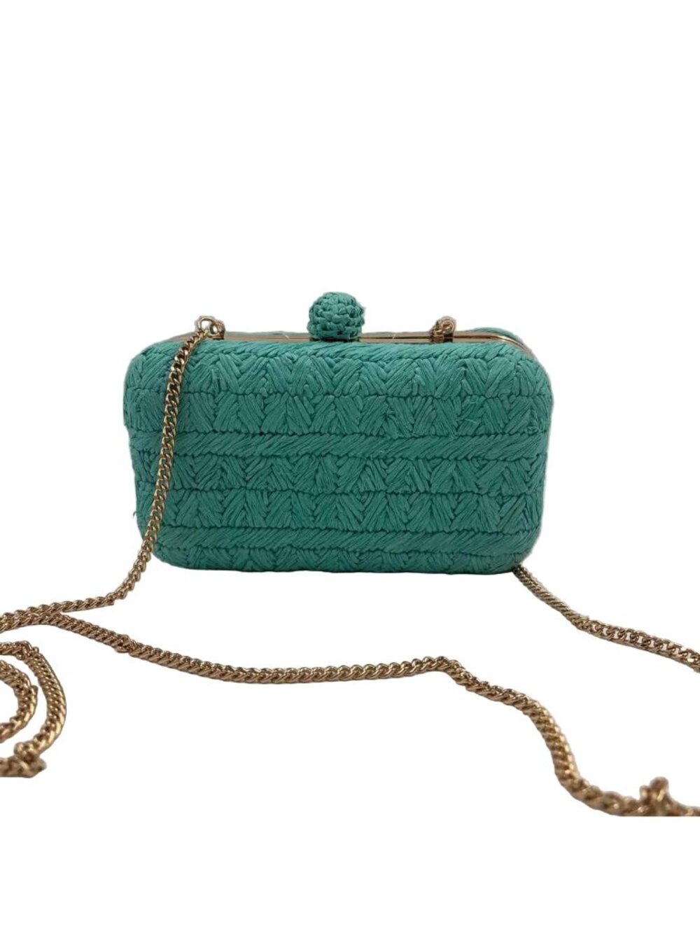 NWT ANN TAYOR Textured Turquoise Clutch Purse w/Chain Crossbody Strap